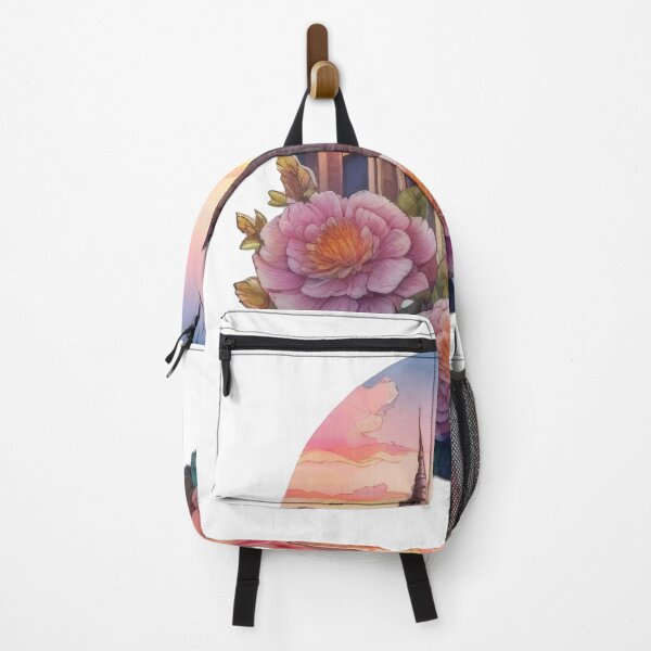 Item preview, Detailed Sunset Cityscape Floral Watercolor Sticker (1427) designed and sold by WASjourney.