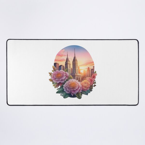 Item preview, Detailed Sunset Cityscape Floral Watercolor Sticker (1427) designed and sold by WASjourney.