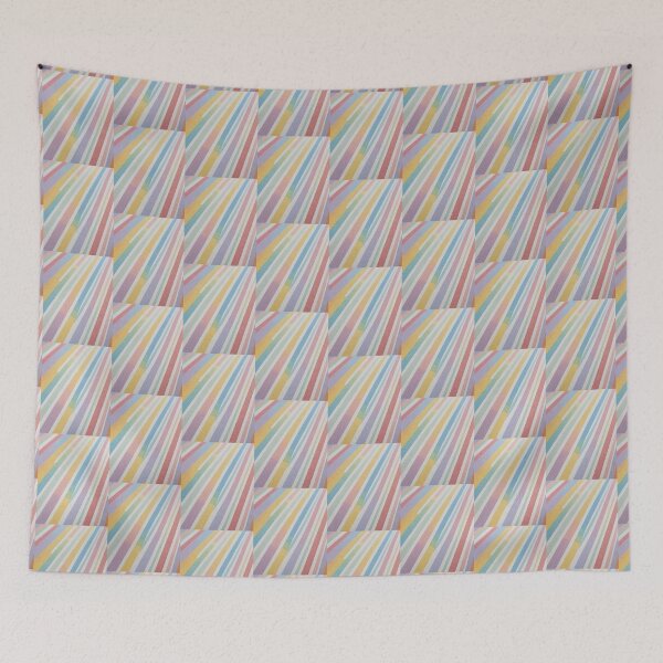 Item preview, Pastel rainbow stripes with white  70s 80s seaside designed and sold by cheekylorns.