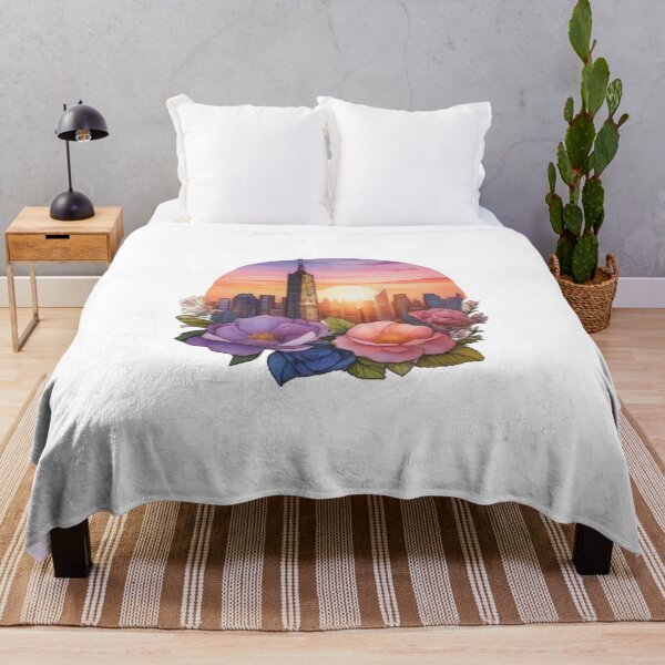 Item preview, Floral Watercolor Cityscape Sunset Sticker (1428) designed and sold by WASjourney.