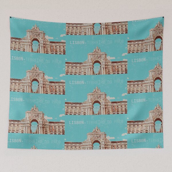 Item preview, Terreiro do Paço Lisbon Portugal Square Illustration | Iconic Art Print designed and sold by Lemomo-artworks.