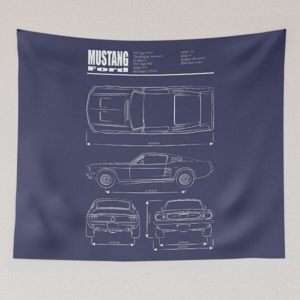 Item preview, '67 Mustang Fastback Blueprint White designed and sold by VonnArt.