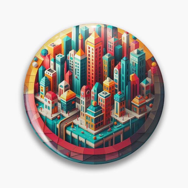 Artikelvorschau, Urbane Eleganz: Geometrische minimalistische Stadtlandschaft kreisförmige Kunst entworfen und verkauft von 3MillsDesign.
