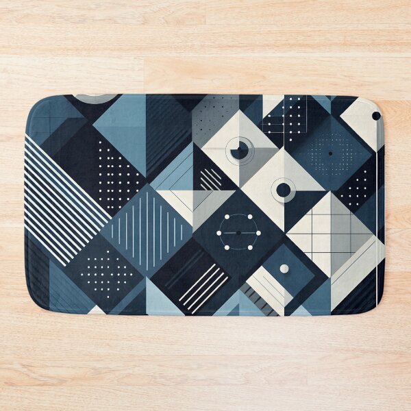 Item preview, Geometric shapes in dark blue and light grey minimalist style patterns designed and sold by BlackCatspet1.