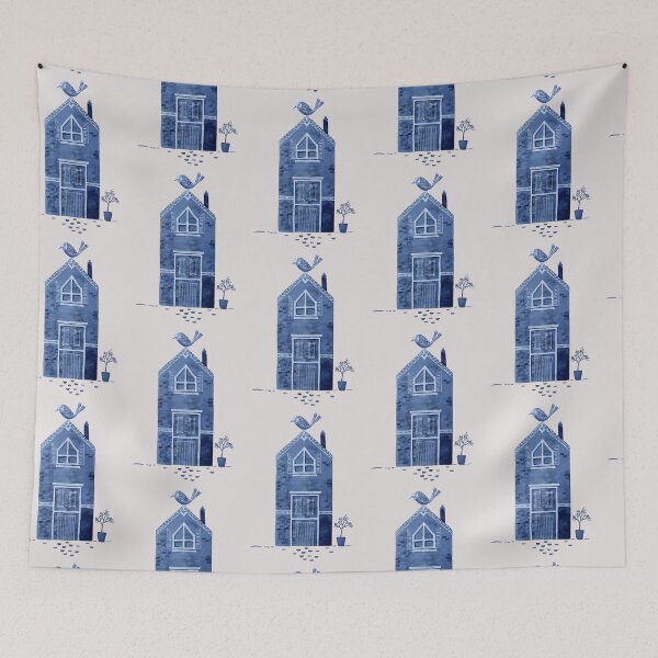 Item preview, Blue House and Blue Bird designed and sold by JadeWuArt.