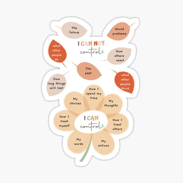 Things I Can Control Therapy design, Mental Health Poster, Psychology art Sticker