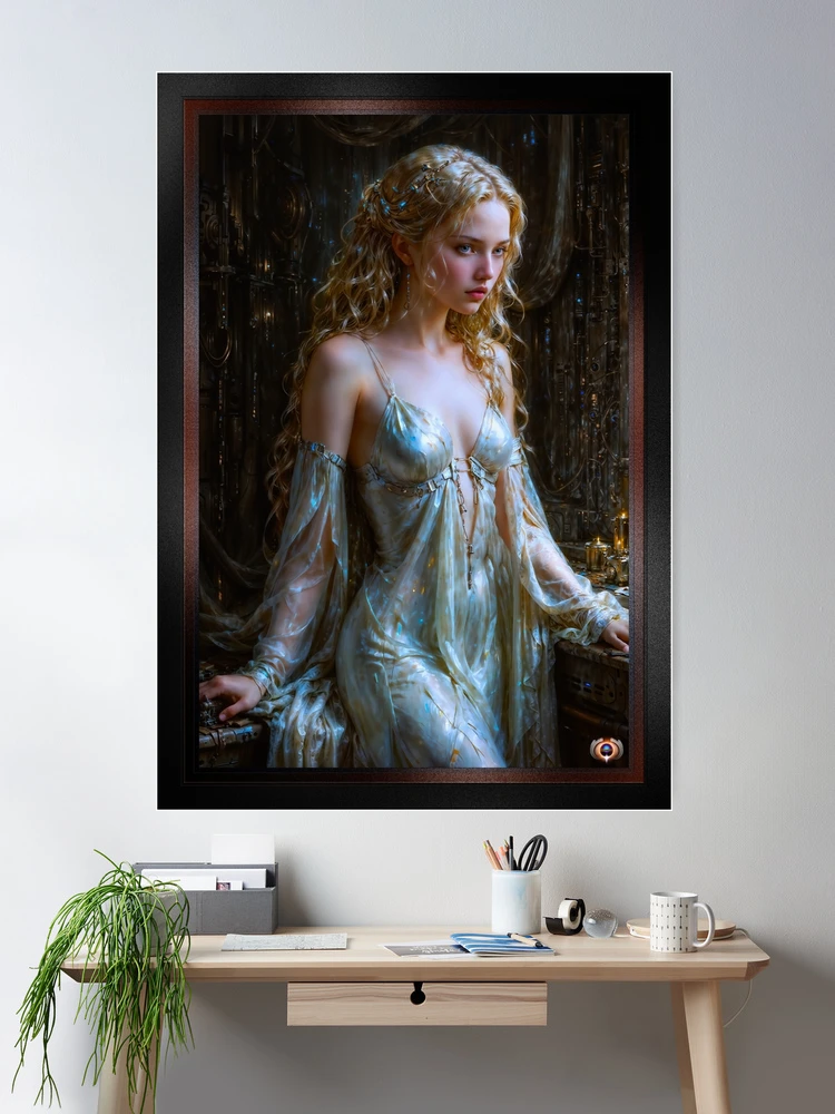 The Ethereal Beauty Dalmida In A Futuristic Lab Aboard A Retro Rocketship Mesmerizing AI Concept Art by Xzendor7 Room Decor Sci-Fi Portrait Poster Art Print 