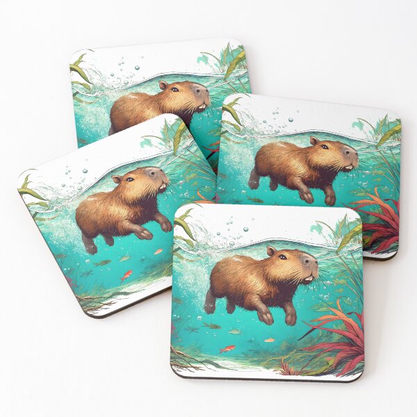 Item preview, Capybara swimming underwater designed and sold by h00ch2003.