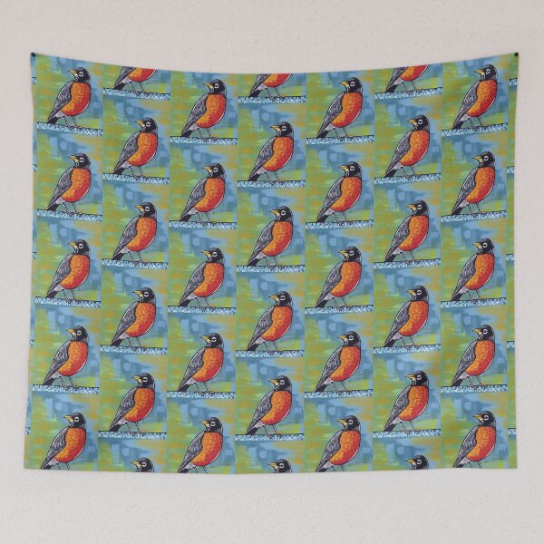 Item preview, Painted Robin On Bright Background designed and sold by TheRainFamily.