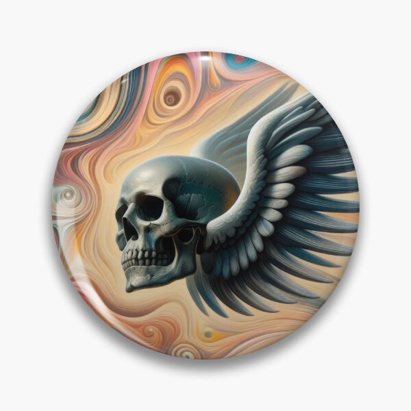 Item preview, Skull with wings in color waves designed and sold by hhh-art.