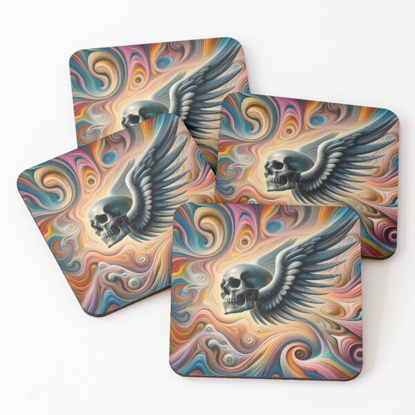Item preview, Skull with wings in color waves designed and sold by hhh-art.