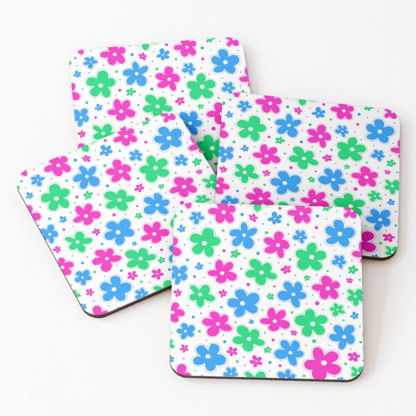 Item preview, Polysexual Pride Flag Flowers Doodle Pink Blue designed and sold by JoyfulJen.