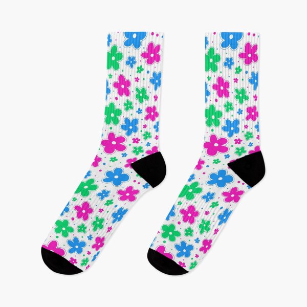 Item preview, Polysexual Pride Flag Flowers Doodle Pink Blue designed and sold by JoyfulJen.