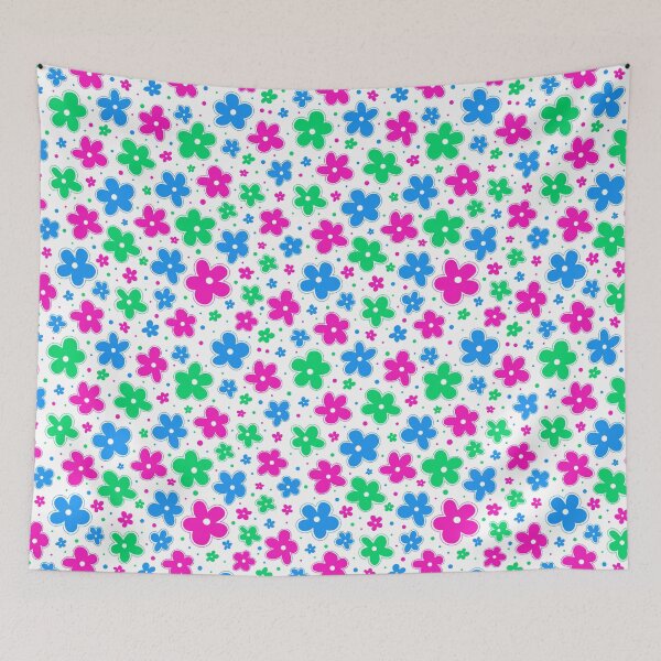 Item preview, Polysexual Pride Flag Flowers Doodle Pink Blue designed and sold by JoyfulJen.