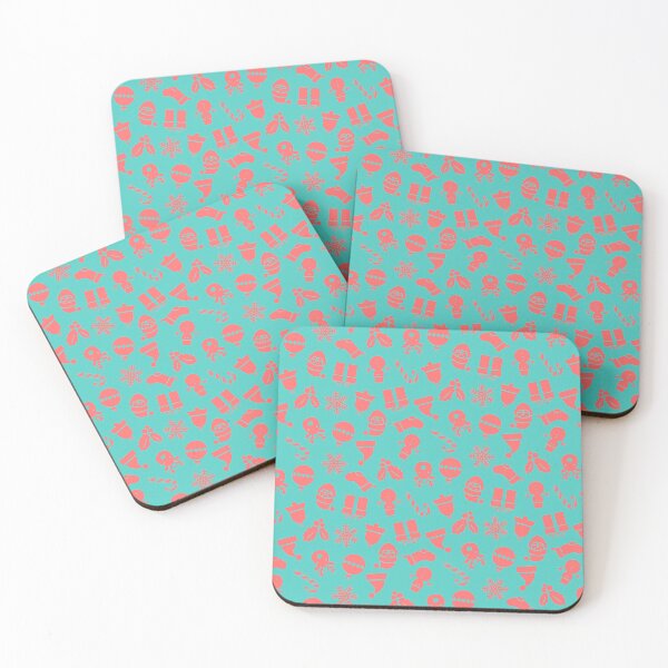 Item preview, Pink Christmas Graphics On Cyan Pattern designed and sold by PatternsPalette.