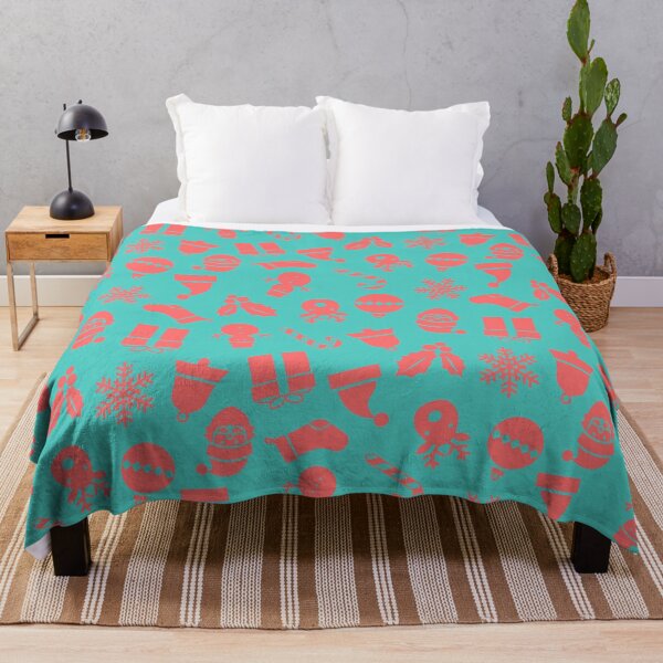 Item preview, Pink Christmas Graphics On Cyan Pattern designed and sold by PatternsPalette.