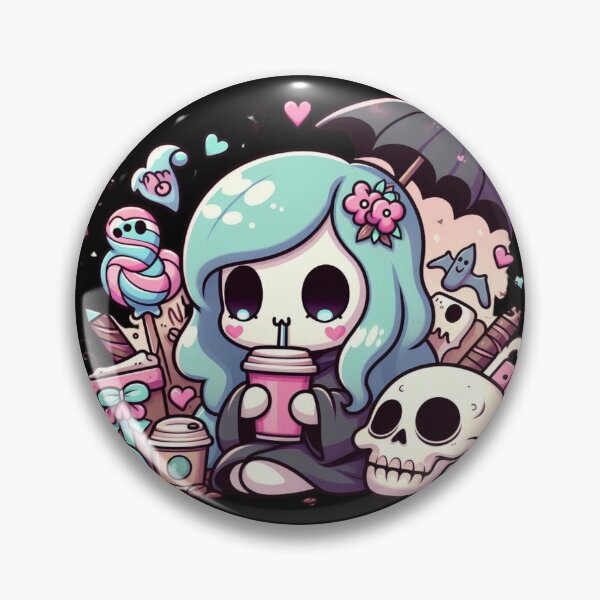 Item preview, Cute Grim Reaper Girl drinking a smoothie designed and sold by ouchbyflora.