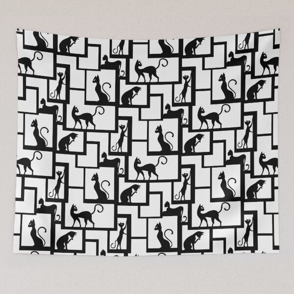Item preview, Wall of Cats Black and White designed and sold by MauEnchantments.