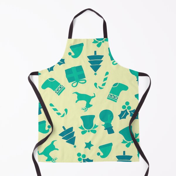Item preview, Green And Teal Christmas Graphics On Yellow Pattern designed and sold by PatternsPalette.