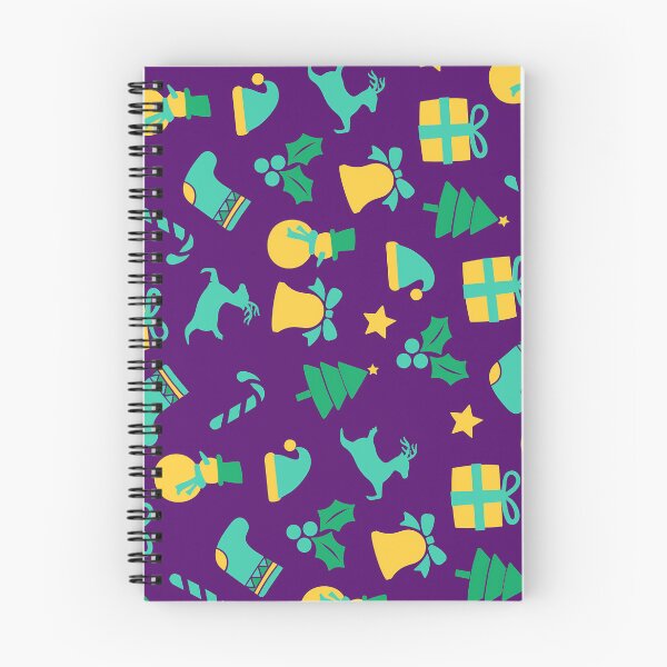 Aperçu de l'œuvre Graphiques de Noël multicolores sur motif violet créée et vendue par PatternsPalette.