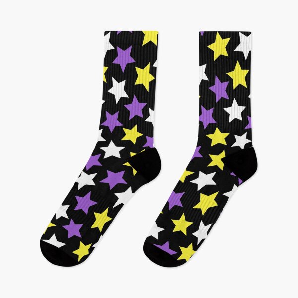 Item preview, Nonbinary Pride Flag Stars Yellow Purple Black designed and sold by JoyfulJen.