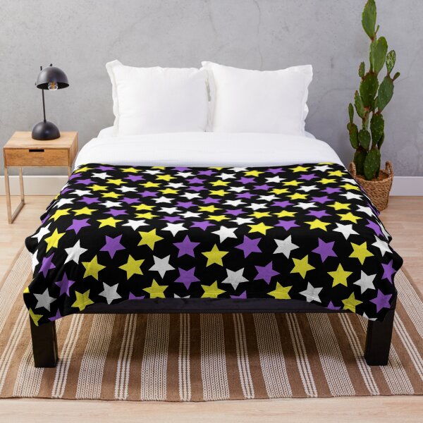 Item preview, Nonbinary Pride Flag Stars Yellow Purple Black designed and sold by JoyfulJen.