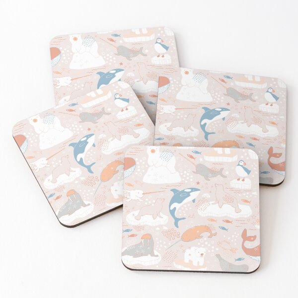 Item preview, Arctic Animal Icebergs - peach and grey - Fun Pattern by Cecca Designs designed and sold by Cecca-Designs.
