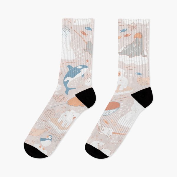 Item preview, Arctic Animal Icebergs - peach and grey - Fun Pattern by Cecca Designs designed and sold by Cecca-Designs.