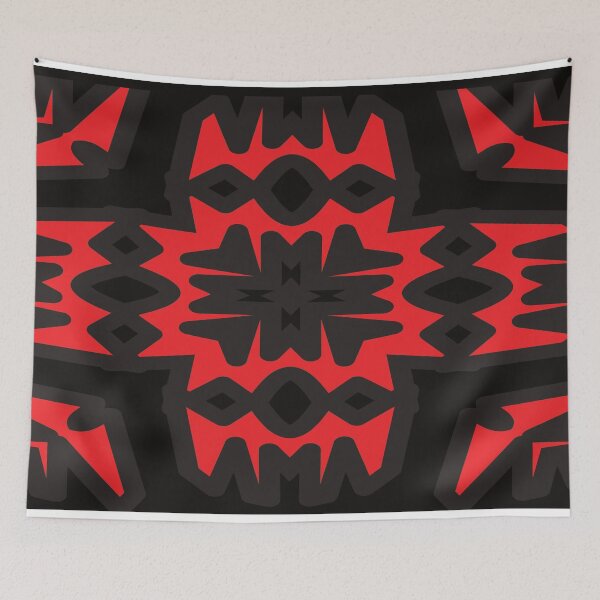 Item preview, Abstract Symmetrical Red Pattern On A Black Background designed and sold by delohill.