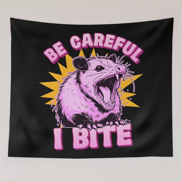 Item preview, Funny Y2K Girly trashy possum/Opossum meme 'Be Careful I Bite' Cute Retro dramatic quote designed and sold by Unitepeople.