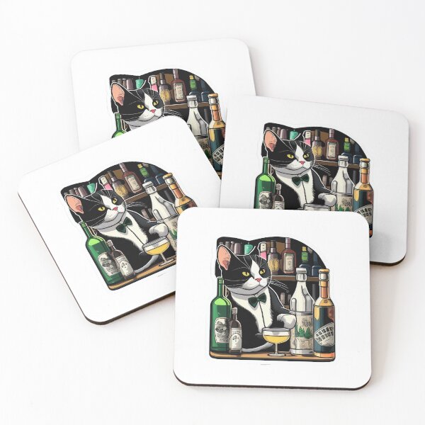 Item preview, Fancy Cat  Bartender in tuxedo mixing drinks designed and sold by BrinaandPops.
