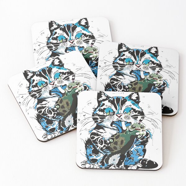 Item preview, cat eats frog designed and sold by Knautschibert.