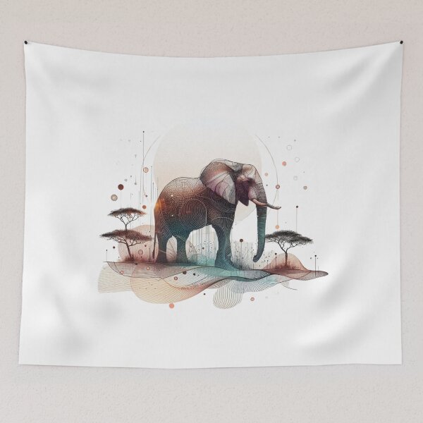 Item preview, Geometric Elephant Artwork - Modern Wildlife Digital Print designed and sold by MiszungART.