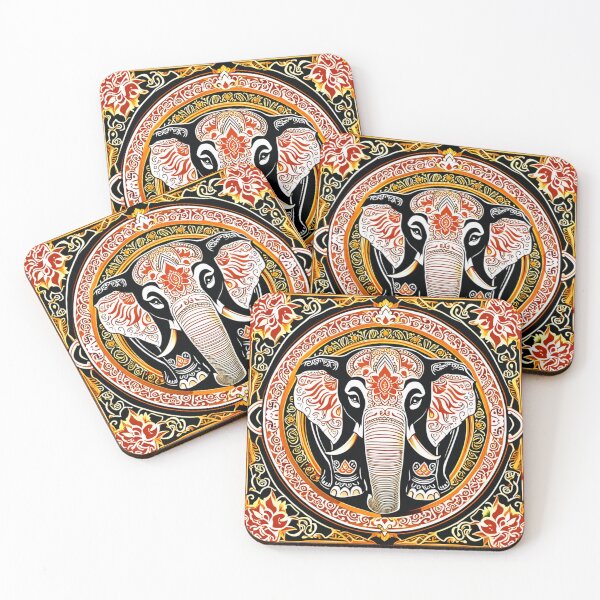 Item preview, Elephant with ancient flower pattern designed and sold by Artchara..