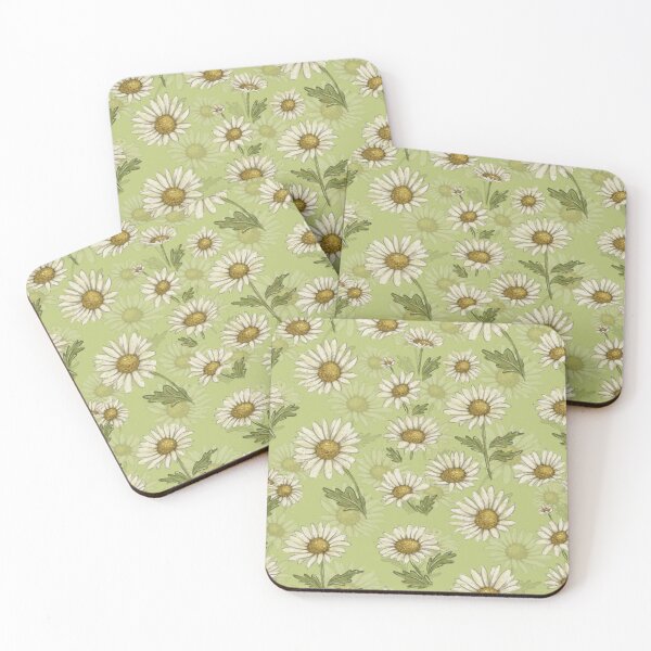 Item preview, Chamomile pattern on a green background designed and sold by ArtbySvetik.