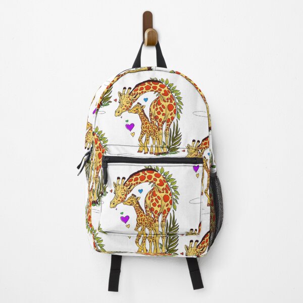 Item preview, Affectionate giraffe mother nuzzling her calf surrounded by hearts and foliage designed and sold by SimoesArtistry.