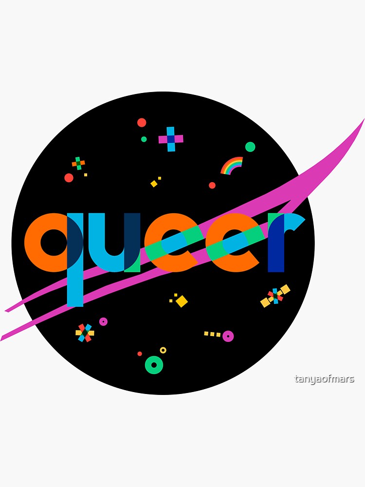 Thumbnail 3 of 3, Sticker, Queer Space Agency Pride Meatball Logo designed and sold by tanyaofmars.