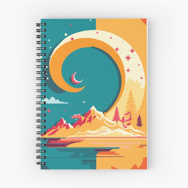 Item preview, orange and teal landscape illustration artwork, wall art, whimsical art, poster art designed and sold by navitalidesign.