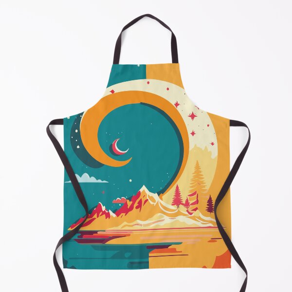 Item preview, orange and teal landscape illustration artwork, wall art, whimsical art, poster art designed and sold by navitalidesign.