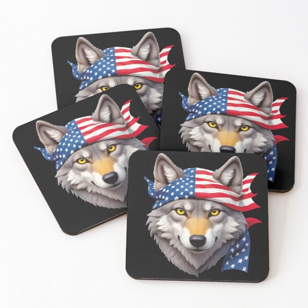 Item preview, Head Of A Wolf With Yellow Eyes And An American Flag. designed and sold by Adelberton.