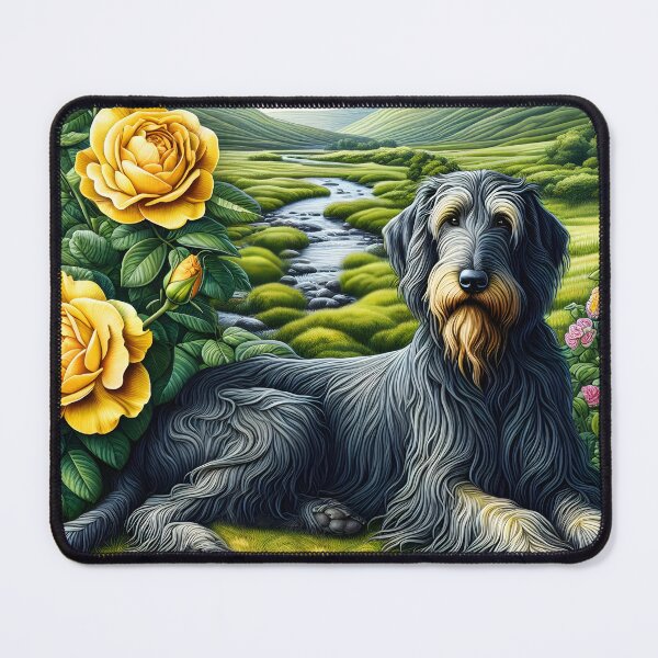 Item preview, Scottish Deerhound Yellow Rose Art designed and sold by EmeraldeaArt.