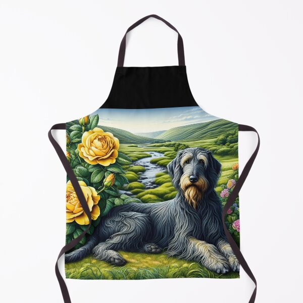 Item preview, Scottish Deerhound Yellow Rose Art designed and sold by EmeraldeaArt.