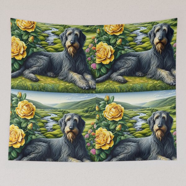 Item preview, Scottish Deerhound Yellow Rose Art designed and sold by EmeraldeaArt.