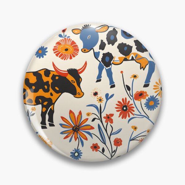 Item preview,  Bull and cow flowery pattern designed and sold by Folksy Living.