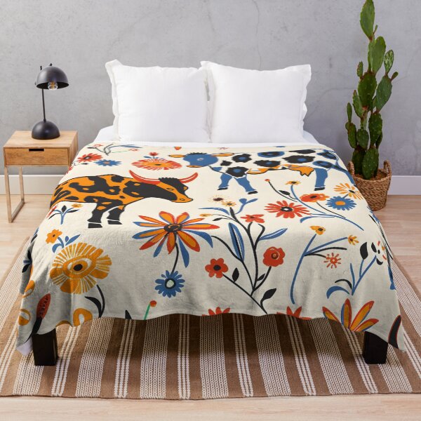 Item preview, Bull and cow flowery pattern designed and sold by Folksy Living.