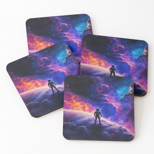 Item preview, Solitary astronaut, silhouetted against the backdrop of a nebula designed and sold by stevanovicigor.