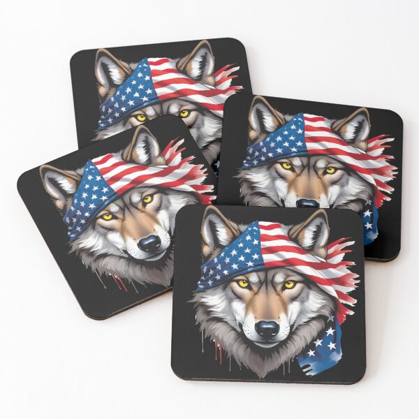 Item preview, Head Of A Wolf With Yellow Eyes And An American Flag. designed and sold by Adelberton.