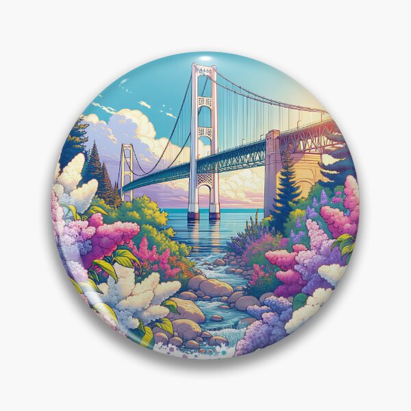 Item preview, Mackinac Bridge & Lilacs designed and sold by Emilys-Tee-Shop.