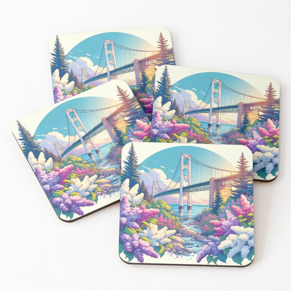 Item preview, Mackinac Bridge & Lilacs designed and sold by Emilys-Tee-Shop.