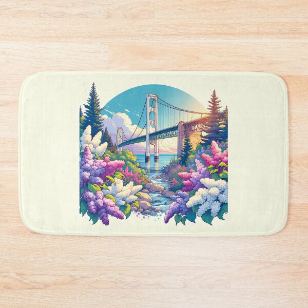 Item preview, Mackinac Bridge & Lilacs designed and sold by Emilys-Tee-Shop.